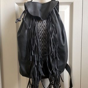 Black Fringe Backpack